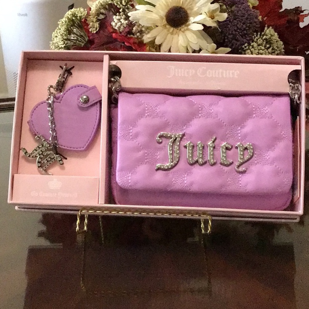 Juicy Couture Purple Quilted Crossbody and Keychain Boxed Set
